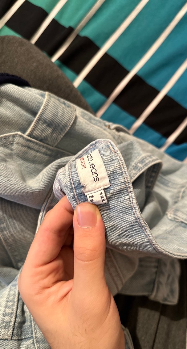 Gri Mavi Bol Kesim Midi Kot Pantolon - Görsel 3