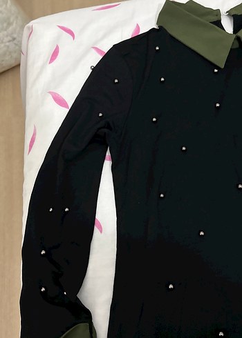 Düğmeli Siyah Kadın Gömlek - Görsel 2