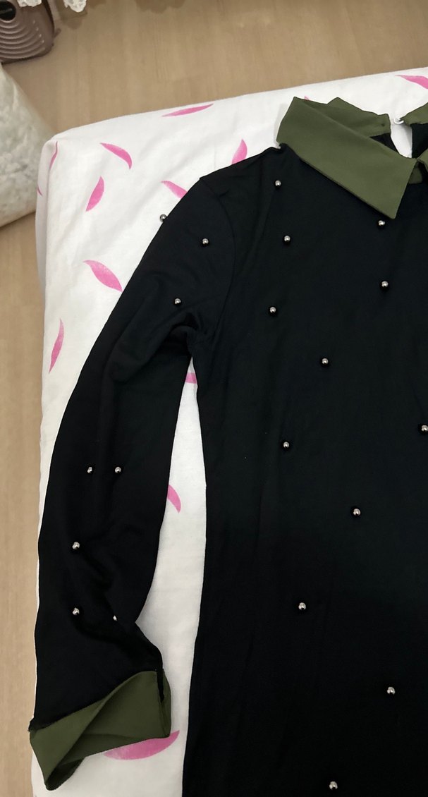 Düğmeli Siyah Kadın Gömlek - Görsel 2