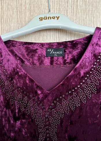 Bordo Kadın Uzun V Yaka Elbise - Görsel 3