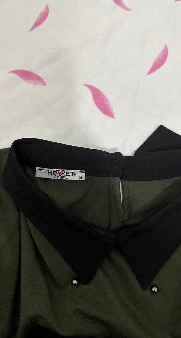 Düğmeli Uzun Kollu Haki Kadın Gömlek - Görsel 3