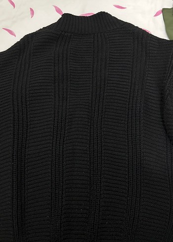 Siyah Örgü Kadın Hırka, Midi Boy, Salaş Kesim - Görsel 3