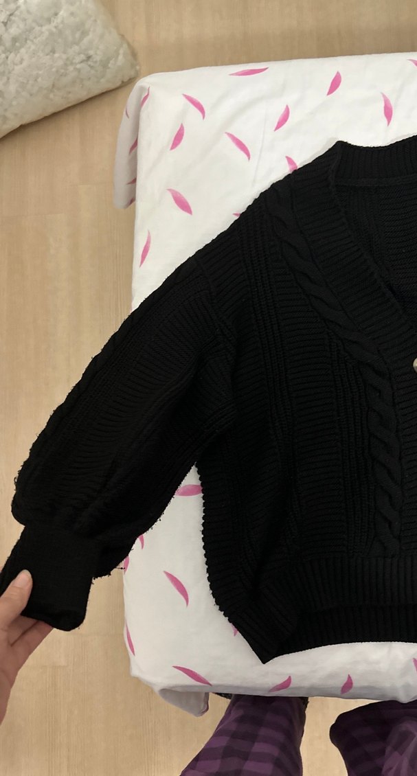 Siyah Örgü Kadın Hırka, Midi Boy, Salaş Kesim - Görsel 2