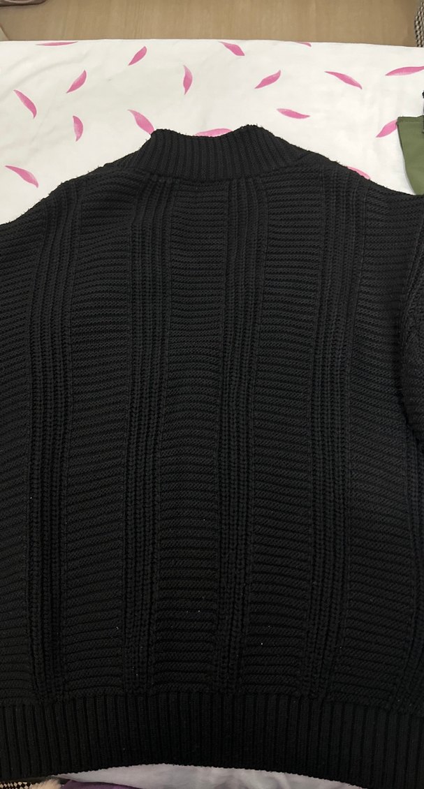 Siyah Örgü Kadın Hırka, Midi Boy, Salaş Kesim - Görsel 3