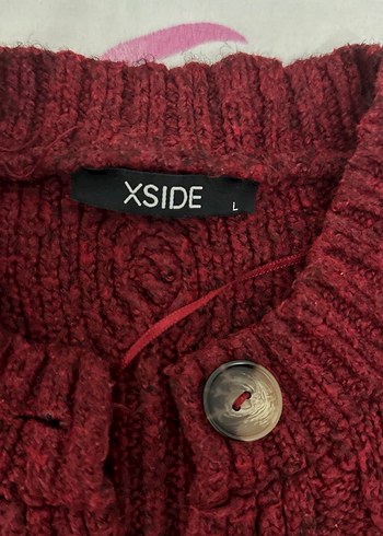 Bordo Örgü Kadın Hırka Midi Boy - Görsel 3