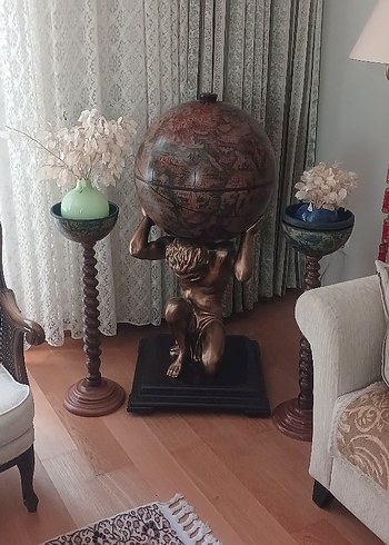 Antika Ahşap Spiral Ayaklı Dekoratif çiçeklik(2 adet)