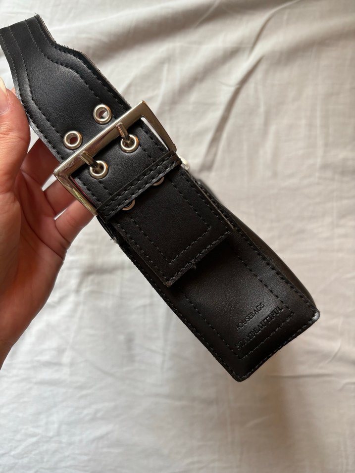 Kemer Tokalı Siyah Deri Kadın Çanta - Görsel 2