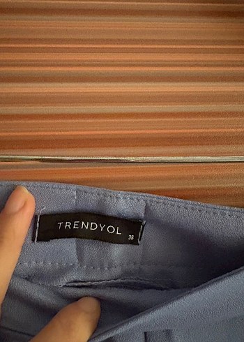 Kadın mavi Kumaş Pantolon - Görsel 4