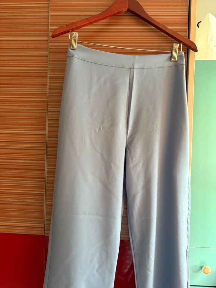 Kadın mavi Kumaş Pantolon - Görsel 5