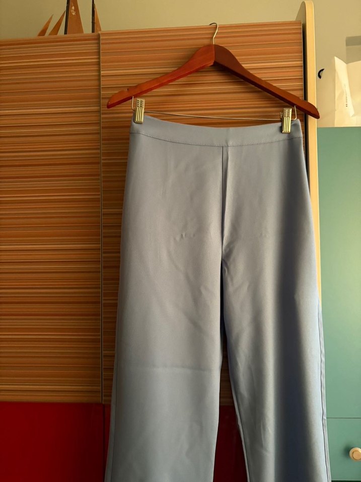 Kadın mavi Kumaş Pantolon - Görsel 2