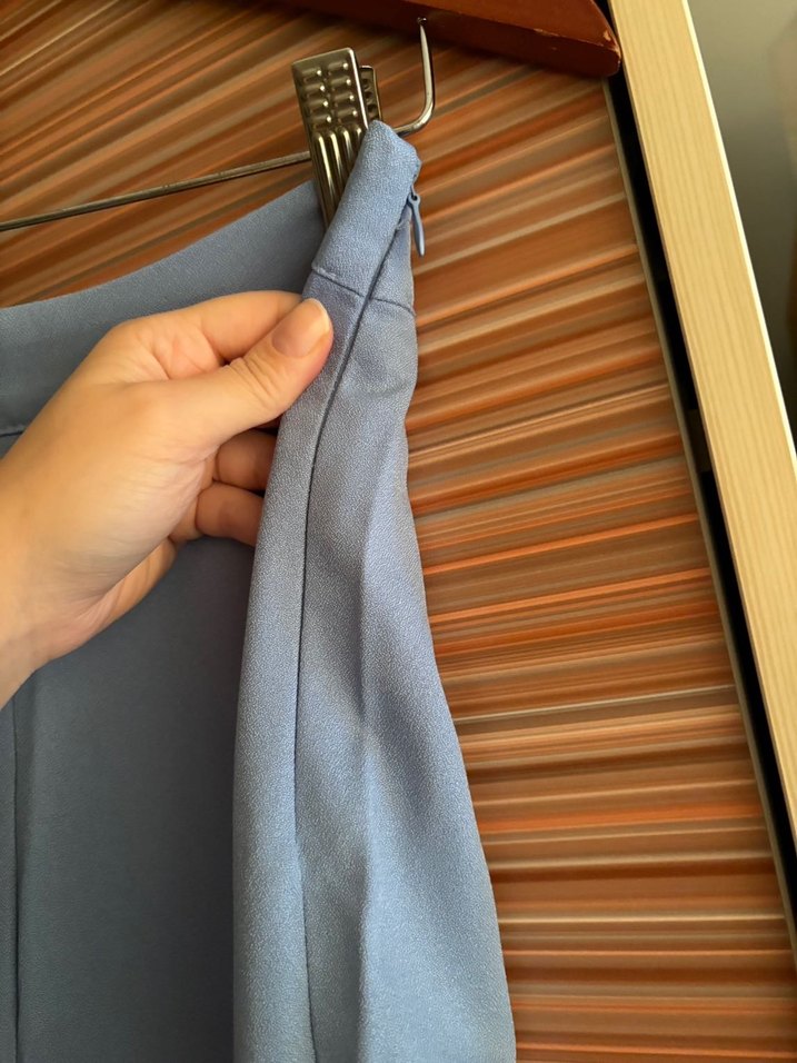 Kadın mavi Kumaş Pantolon - Görsel 3