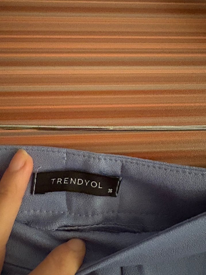 Kadın mavi Kumaş Pantolon - Görsel 4