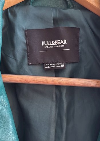 Pull&bear yeşil deri ceket - Görsel 3