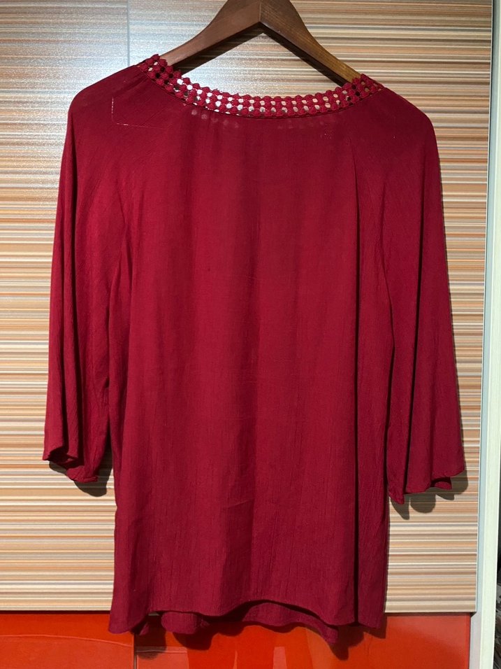 Püsküllü Bordo Kadın Bluz - Görsel 4