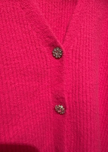 Zara Pembe V Yaka Triko Kadın Hırka - Görsel 3