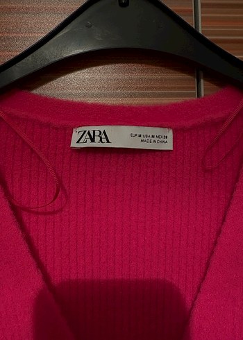 Zara Pembe V Yaka Triko Kadın Hırka - Görsel 4