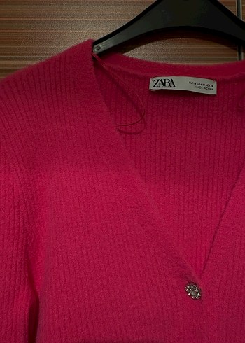 Zara Pembe V Yaka Triko Kadın Hırka - Görsel 7