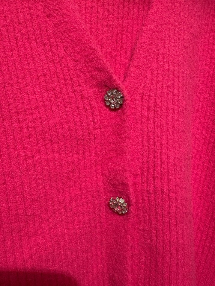 Zara Pembe V Yaka Triko Kadın Hırka - Görsel 3