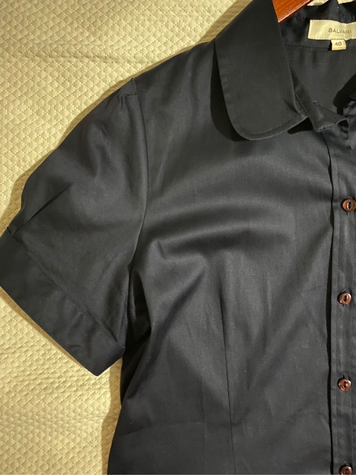 Kısa Kollu Lacivert Düğmeli Kadın Gömlek - Görsel 5