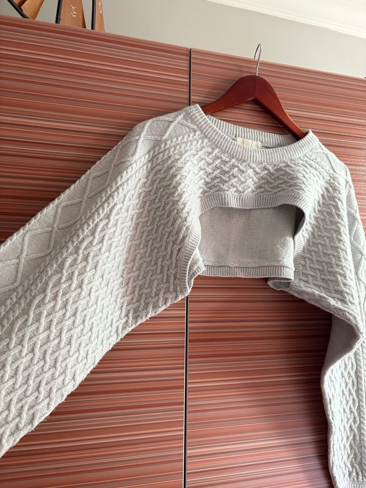 H&M Gri Örgü Kadın Kazak - Görsel 4