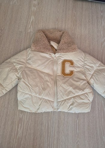 Kız çocuk Beyaz Mini Kürklü Kışlık mont