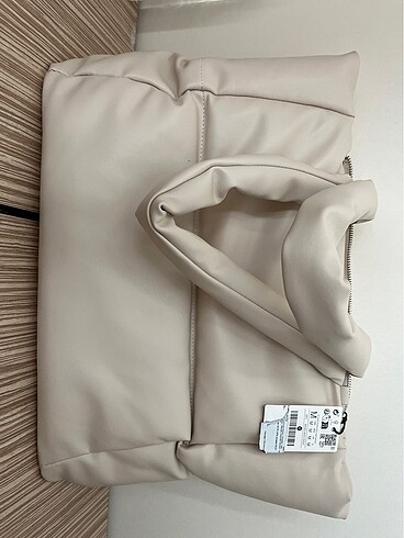 Büyük tote çanta yüzde yüz polyester bej rengi