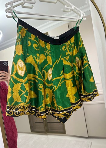 Yeşil Desenli Pilili Mini Etek adl marka - Görsel 3