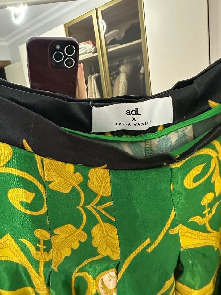 Yeşil Desenli Pilili Mini Etek adl marka - Görsel 4