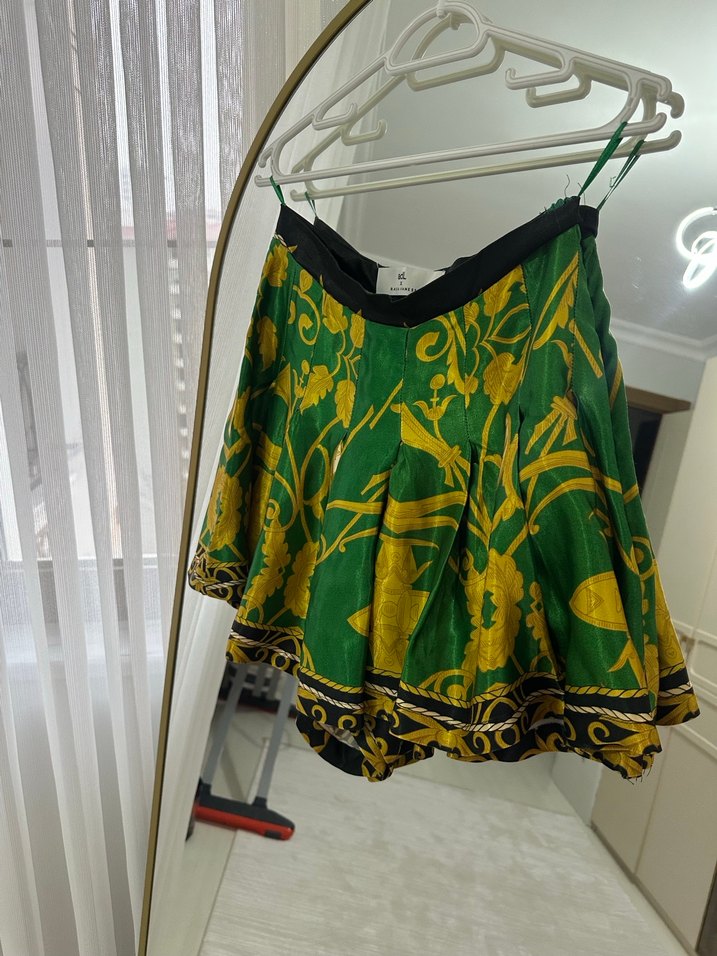 Yeşil Desenli Pilili Mini Etek adl marka - Görsel 5