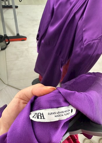 Parlak Mor Midi Kadın Gömlek Elbise - Görsel 3