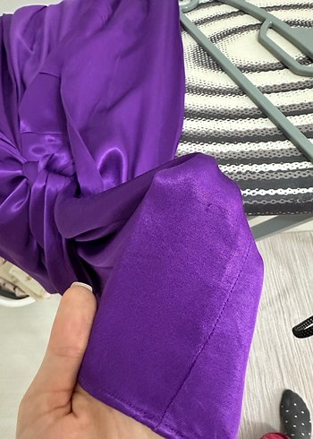 Parlak Mor Midi Kadın Gömlek Elbise - Görsel 8