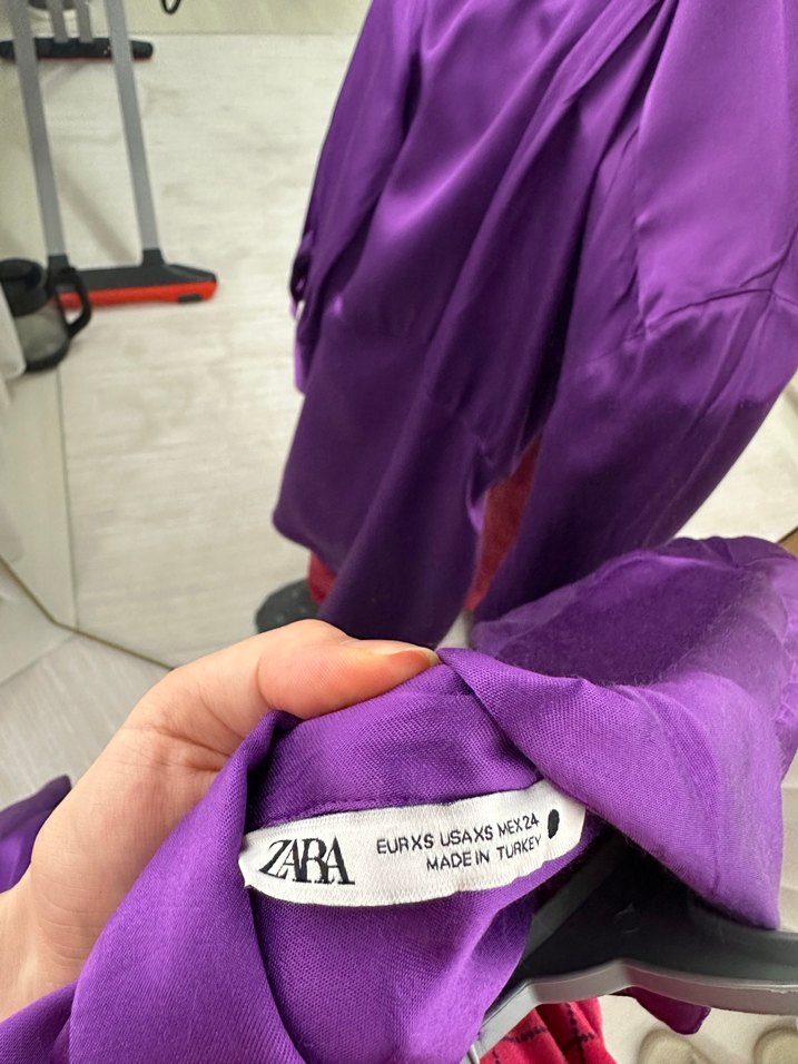 Parlak Mor Midi Kadın Gömlek Elbise - Görsel 3