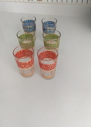 Renkli Desenli 6'lı Bardak Seti
