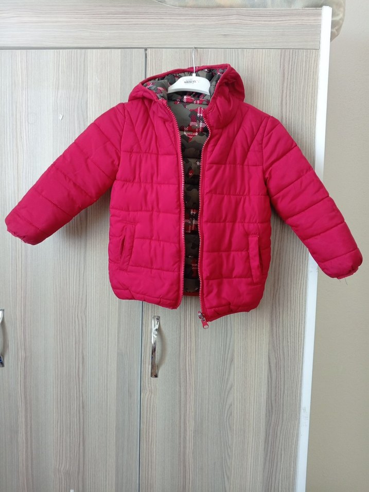 erkek çocuğu bordo mont çift tarafli Fermuarlı Mont - Görsel 2