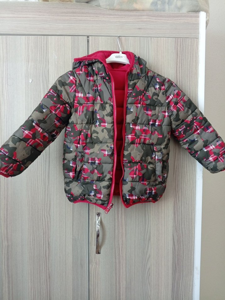 erkek çocuğu bordo mont çift tarafli Fermuarlı Mont - Görsel 5