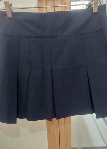 m Beden lacivert Renk Siyah Pilili Mini Etek