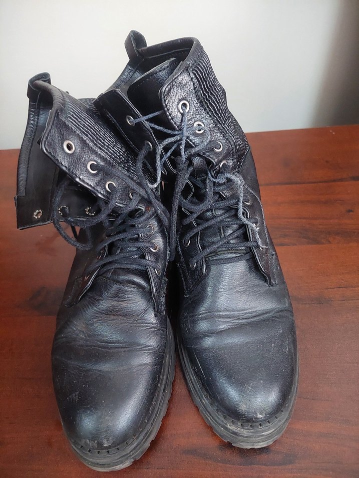 Siyah Deri Bağcıklı Stiletto Bot - Görsel 4