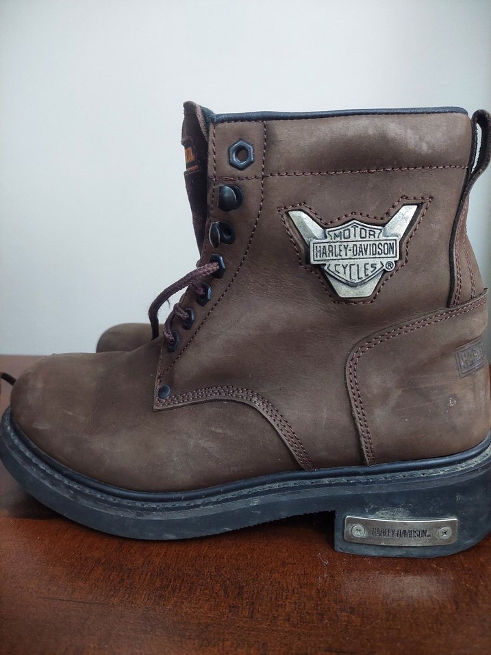 Erkek Kahverengi Süet Harley-Davidson Biker Bot - Görsel 3