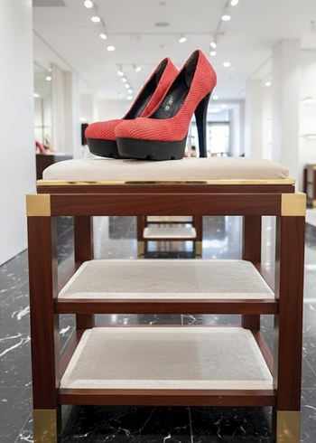 Kırmızı Yılan Desenli Platform Topuklu Kadın Ayakkabı - Görsel 4