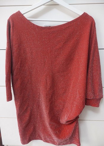 Kırmızı Parlak Kadın Triko - Görsel 3