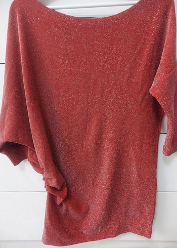 Kırmızı Parlak Kadın Triko - Görsel 5