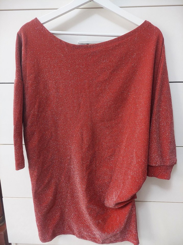 Kırmızı Parlak Kadın Triko - Görsel 3