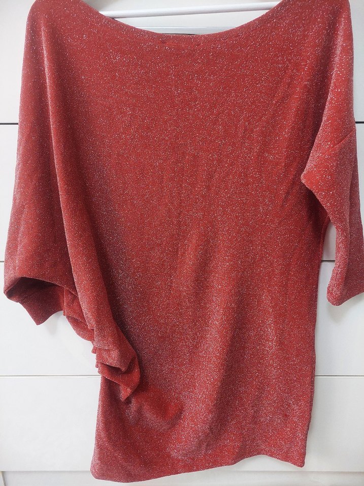 Kırmızı Parlak Kadın Triko - Görsel 5