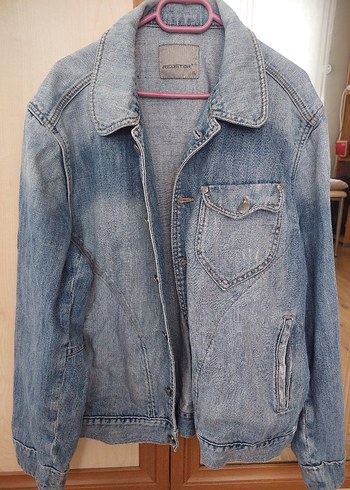 Düğmeli Mavi Kadın Denim Ceket - Görsel 5