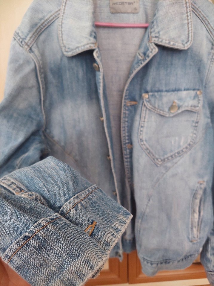 Düğmeli Mavi Kadın Denim Ceket - Görsel 3