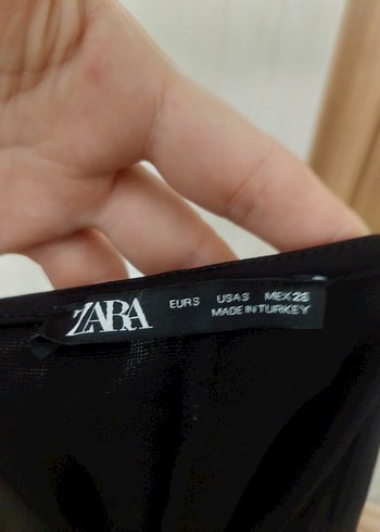 Zara Siyah V Yaka Uzun Drapeli Kadın Elbise