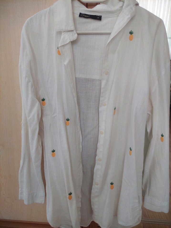 Nakışlı Beyaz Uzun Kollu Kadın Gömlek - Görsel 4