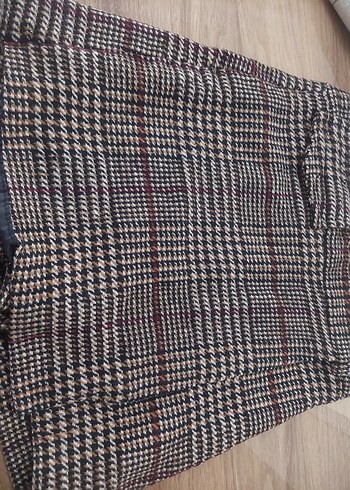 Düğmeli Kısa Kahverengi Mini Etek - Görsel 2