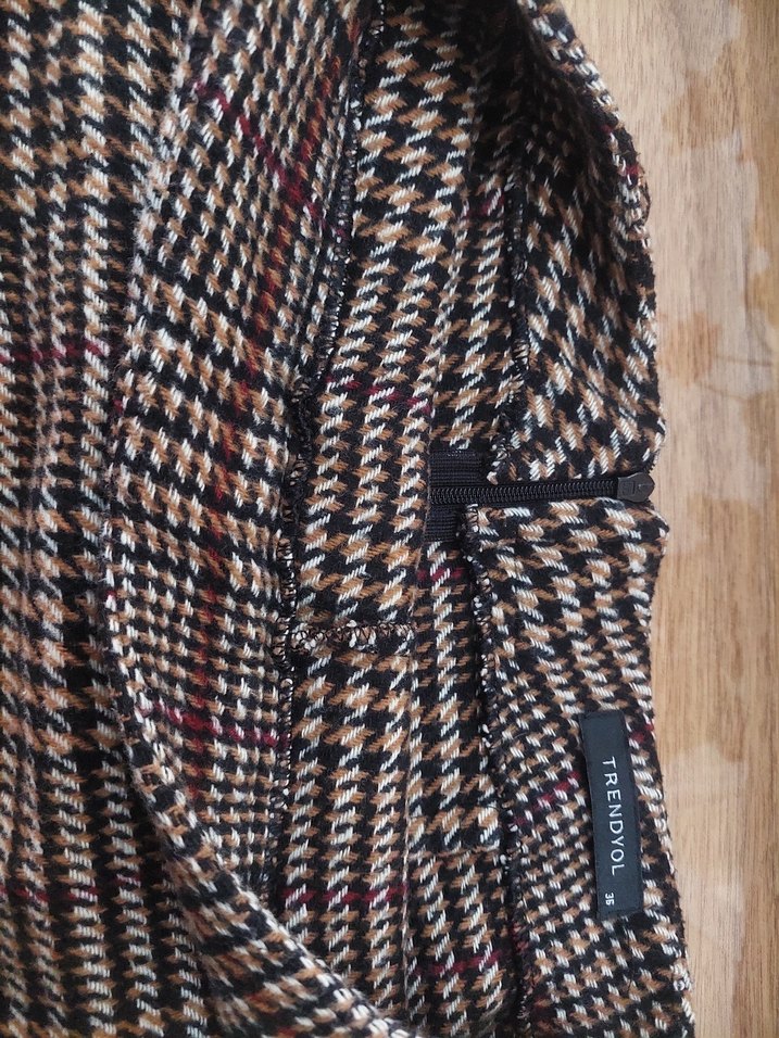 Düğmeli Kısa Kahverengi Mini Etek - Görsel 3