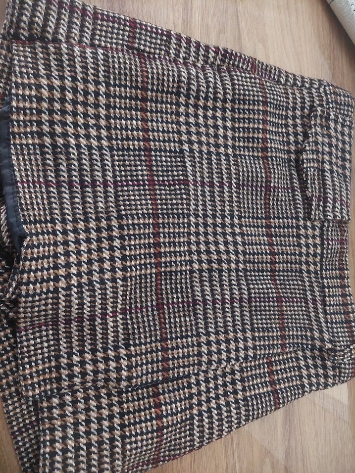 Düğmeli Kısa Kahverengi Mini Etek - Görsel 2